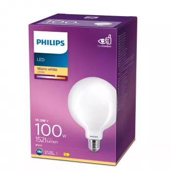 Philips Filament Lemputė Matinė 100W G120 E27, 10.5 W, 100 W, E27, 1521 lm, 15000 h, Šilta balta