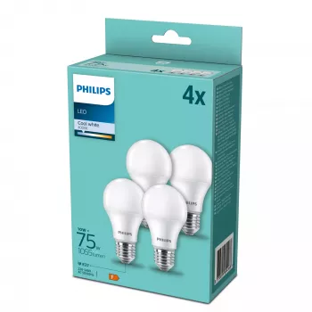 Philips LED lemputė E27, 4 vnt. rinkinys, 75 W ekvivalentas, 4000 K