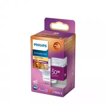 Lemputė prožektorinė Philips MR16 GU5.3 7W (atitinka 50W), 621 lm, 2200K šilta balta, 36° spindulys, CRI 80, 15000 h