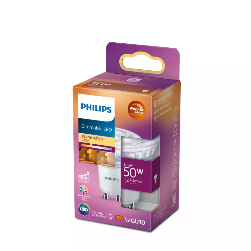 LED prožektorinė lemputė Philips Spot PAR16 GU10 3.8W (345 lm, 36°, 3000K, CRI 90, 15 000 h)