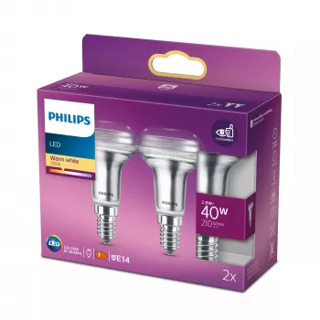 Philips Reflector LED 40W R50 E14 x2, 2,8 W, 40 W, E14, 210 lm, 15000 h, šilta balta