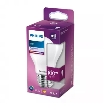 Philips kaitrinė LED lemputė matinė 100W A60 E27, 10.5 W, 100 W, E27, 1521 lm, 15000 h, Neutrali balta