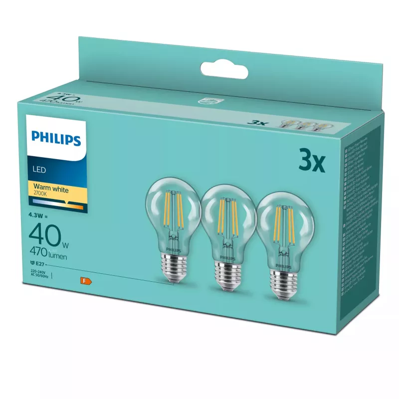 Philips LED lemputė Šilta balta 2700 K 4.3 W E27