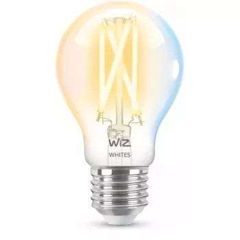 WiZ A60 E27 7W (806 lm) skaidri LED kaitrinė lemputė Smart Filament