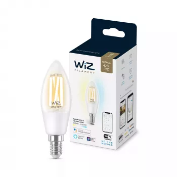 Išmanioji lemputė WiZ Filament Candle skaidri 4.9W C35 E14 Wi-Fi balta