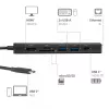 USB-C į HDMI šakotuvas CLUB3D 7-1 — laidinis, Gigabit Ethernet, juodas, 136×34×94,5 mm