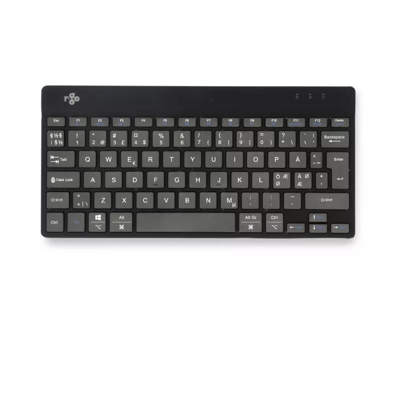 R-Go Tools ergonominė klaviatūra R-Go Compact Break, kompaktiška klaviatūra su pertraukų programine įranga, QWERTY (NORDIC), Bluetooth, juoda