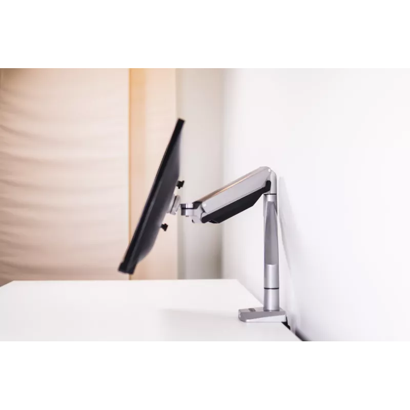 BakkerElkhuizen Smart Office 11 Vieno monitoriaus ranka, Spaustuvas/Grommet, 9 kg, 25,4 cm (10 colių), 68,6 cm (27 coliai), 100 x 100 mm, Juoda, Sidabrinė
