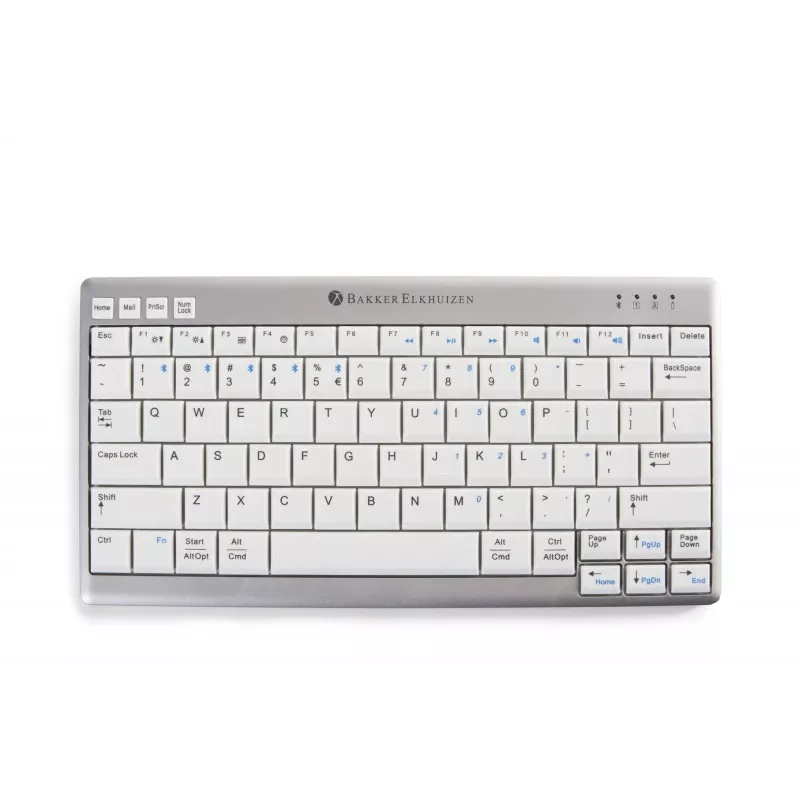 BakkerElkhuizen UltraBoard 950 Wireless US Qwerty, Mini, belaidė, Bluetooth, žirklinis mechanizmas, QWERTY, šviesiai pilka, balta