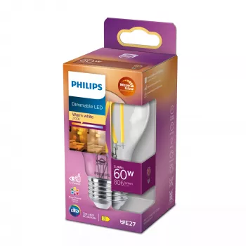 Philips Filament Lemputė Skaidri 60W A60 E27, 5.9 W, 60 W, E27, 806 lm, 15000 h, Šiltas švytėjimas