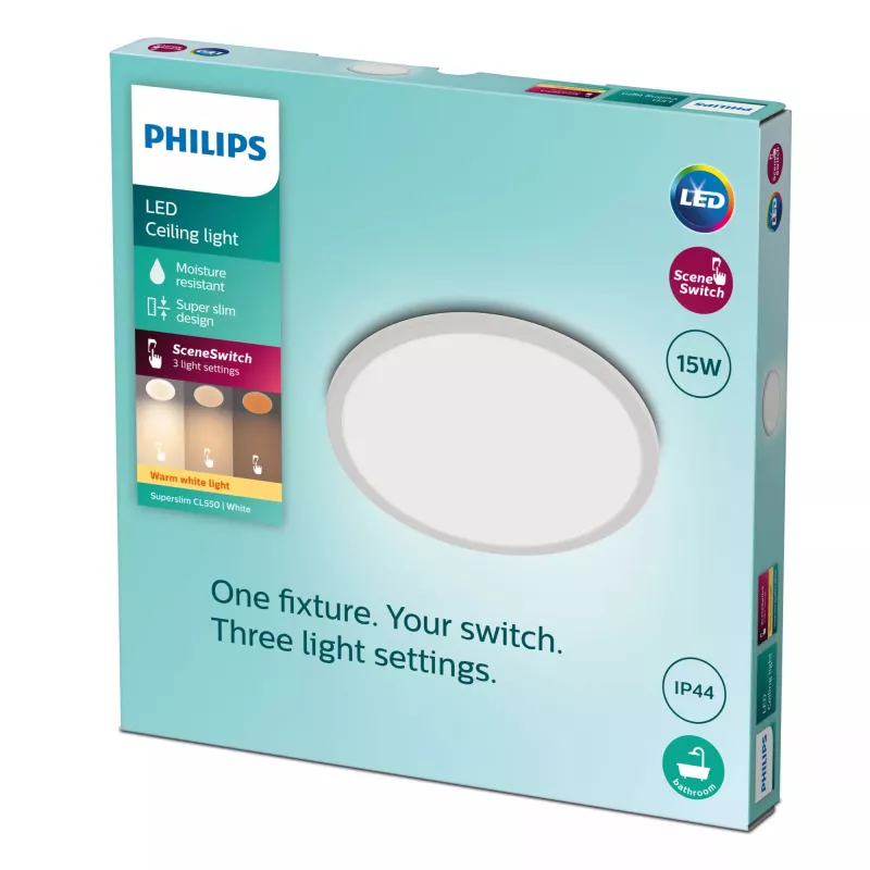 Philips Functional Super Slim 15 W Baltas Apvalus LED lubinis šviestuvas vonios kambariui