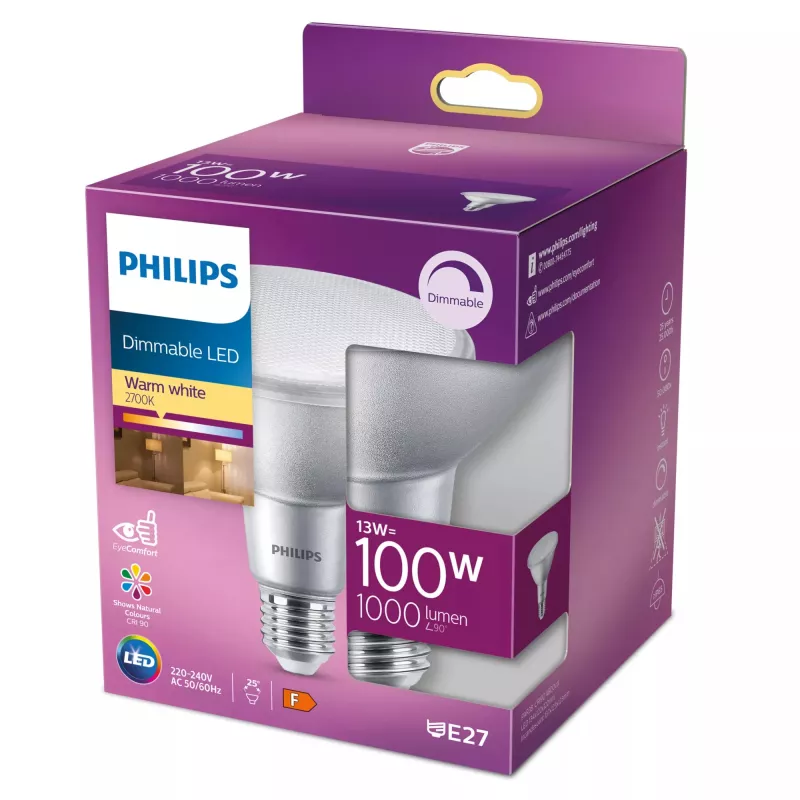 Philips Reflector LED 100W PAR38 E27, 13 W, 100 W, 1000 lm, 25000 h, šilta balta