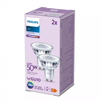 Philips Spot 50W PAR16 GU10 x2, 4.6 W, 50 W, GU10, 390 lm, 15000 h, Šalta balta