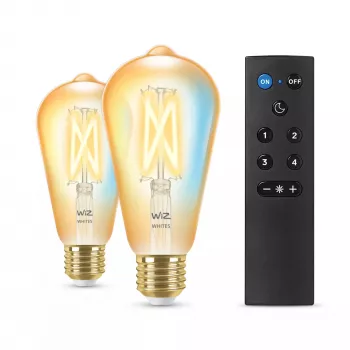 WiZ Filament Bulb Amber 50 W ST64 E27 x2 protinga lemputė, Wi-Fi/Bluetooth, auksinė