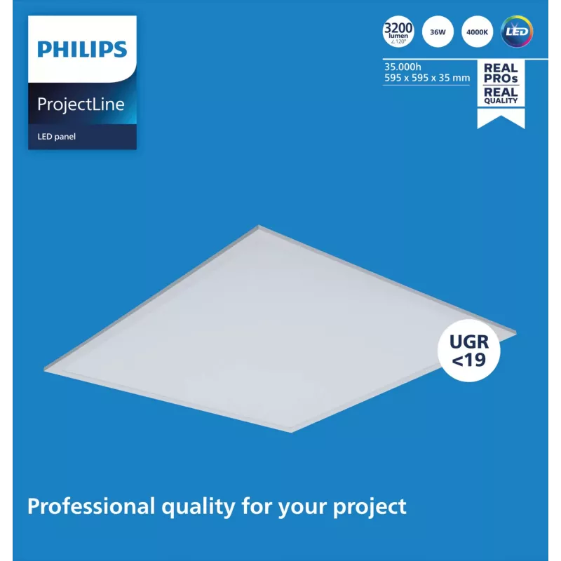 LED plokštė Philips OC Panel 6060 4000K balta IP20 — įleidžiamas/lubinis šviestuvas 60x60 cm