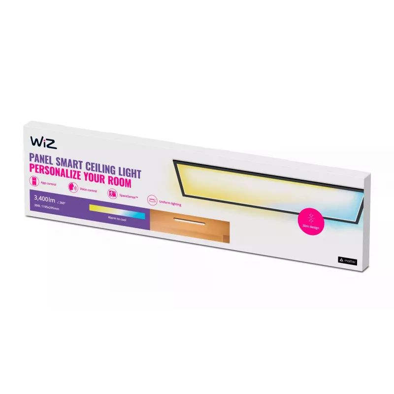 LED lubinis šviestuvas WiZ Panel 36 W juodas stačiakampis