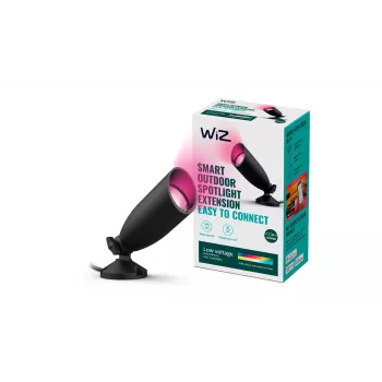 Signė WiZ Ground Spot Extension juoda – išmanusis sieninis šviestuvas, LED, 12 V, 74×202×3000 mm