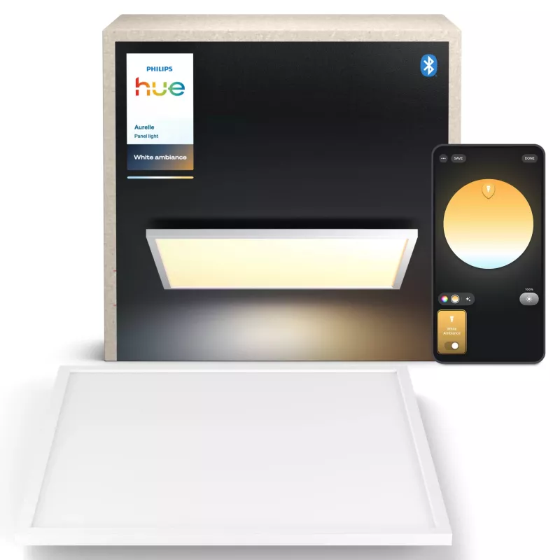 Philips Aurelle Square Panel Light LED lubinis šviestuvas, Bluetooth/Zigbee, baltas, aliuminis, kintamas