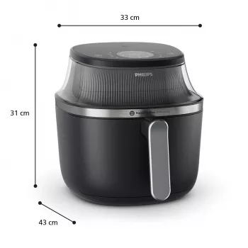 Philips 3000 serijos NA331/00 gruzdintuvė Viena 6,2 L Laisvai pastatoma 1700 W Karšto oro gruzdintuvė Juoda, Sidabrinė