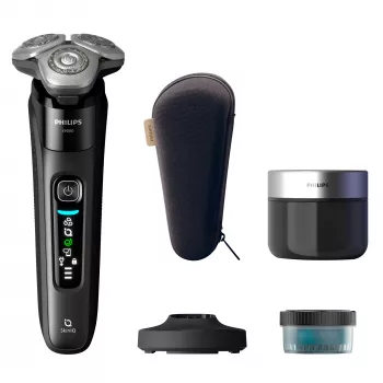 Elektrinis rotacinis skustuvas Philips i9000 X9000/30 — šlapias ir sausas, SkinIQ, įmontuota ličio jonų baterija, įkrovimo ir valymo bazė