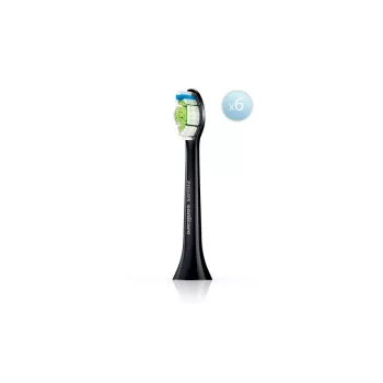 Pakeičiamos dantų šepetėlio galvutės Philips HX6066/88 Optimal White, 6 vnt., juodos, 3 mėnesių keitimo intervalas