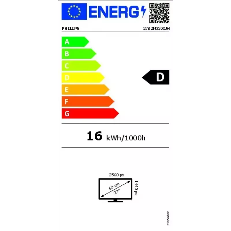 Philips 27B2N3500JH 27 colių (68,6 cm) IPS LCD Quad HD 2560×1440 monitorius, 4 ms, 350 cd/m², USB hub, garsiakalbiai, VESA, juodas
