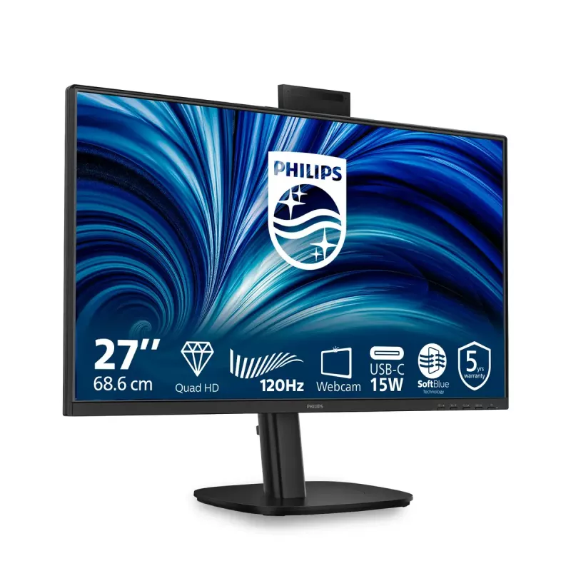 Philips 27B2N3500JH 27 colių (68,6 cm) IPS LCD Quad HD 2560×1440 monitorius, 4 ms, 350 cd/m², USB hub, garsiakalbiai, VESA, juodas
