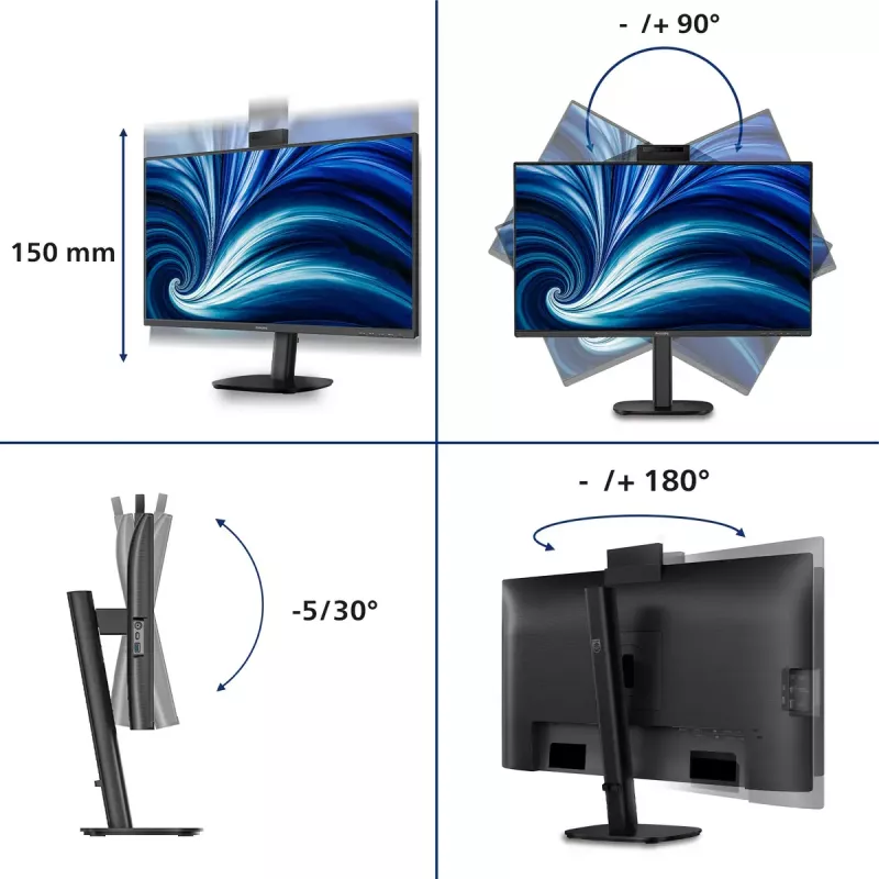 Philips 27B2N3500JH 27 colių (68,6 cm) IPS LCD Quad HD 2560×1440 monitorius, 4 ms, 350 cd/m², USB hub, garsiakalbiai, VESA, juodas