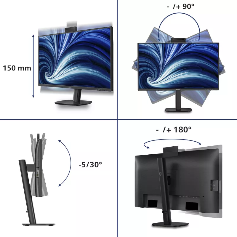 Philips 3000 serijos 27B2U3601H/00 monitorius 68.6 cm (27 colių) 2560 x 1440 pikselių Quad HD LCD juodas