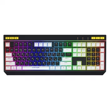HATOR Icefall klaviatūra žaidimams USB membraninė QWERTY JAV anglų juoda RGB LED