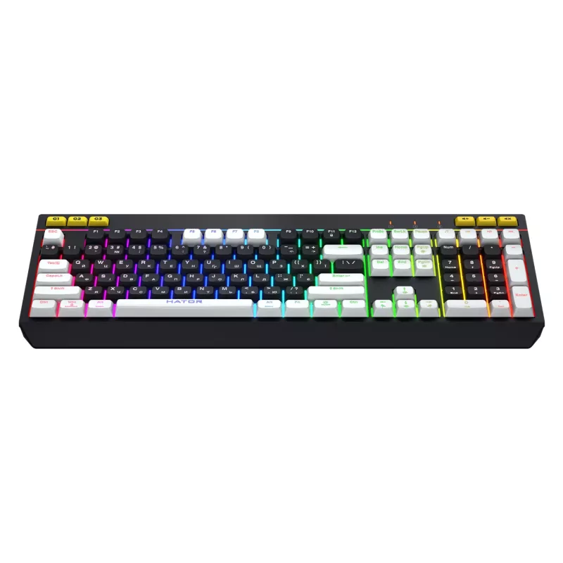 HATOR Icefall klaviatūra žaidimams USB membraninė QWERTY JAV anglų juoda RGB LED