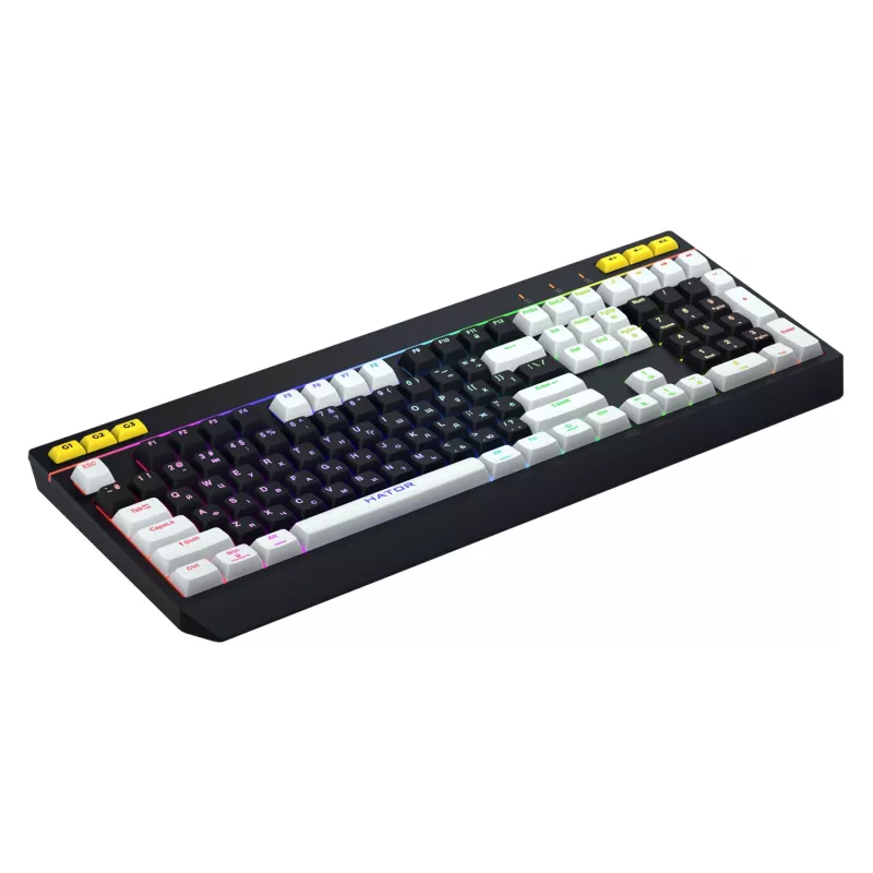 HATOR Icefall klaviatūra žaidimams USB membraninė QWERTY JAV anglų juoda RGB LED