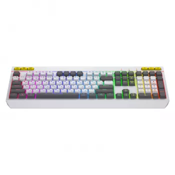 HATOR Icefall klaviatūra žaidimams, membraninė, USB, QWERTY US English, balta, pilno dydžio, RGB LED