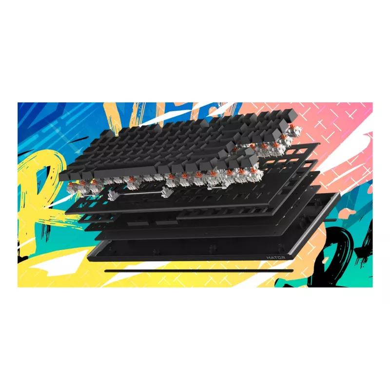 HATOR Gravity X TKL klaviatūra žaidimams USB QWERTY JAV anglų balta