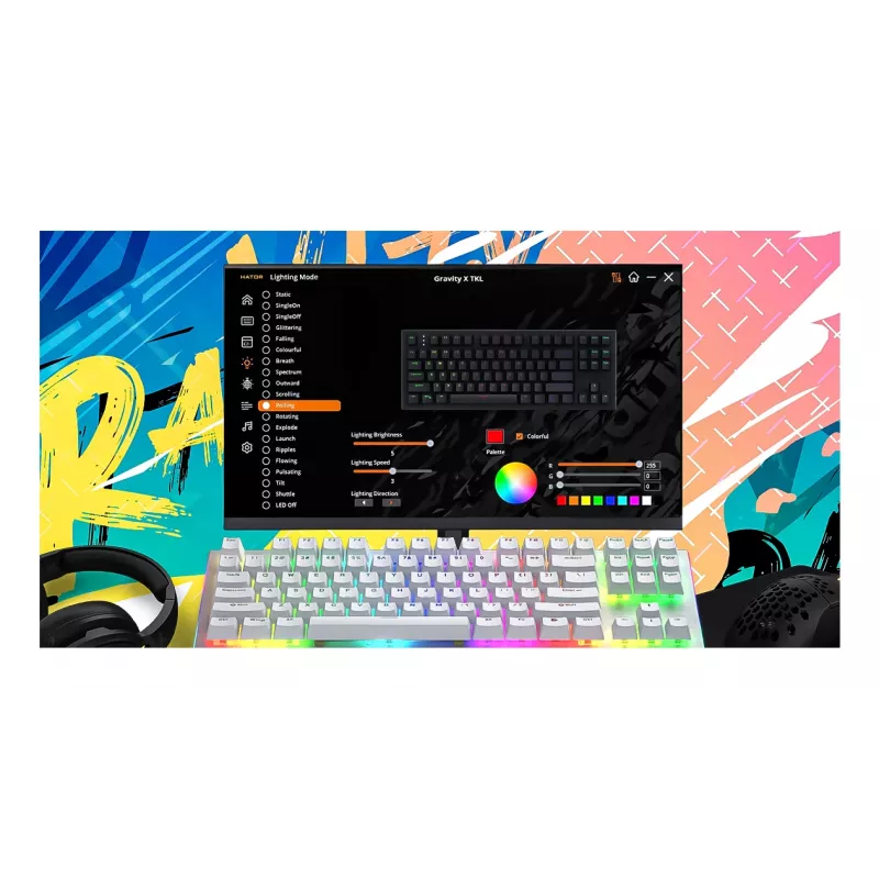 HATOR Gravity X TKL klaviatūra žaidimams USB QWERTY JAV anglų balta