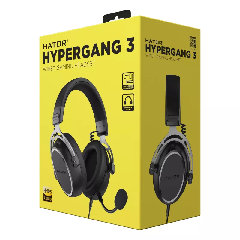 Ausinės HATOR HYPERGANG 3 Hi-Res, laidinės, lankelio, USB Type-C / USB Type-A, juodos