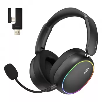 HATOR Phoenix 2 Wireless ausinės su mikrofonu, žaidimams, belaidės / laidinės, USB Type-C / USB Type-A, Bluetooth, juodos