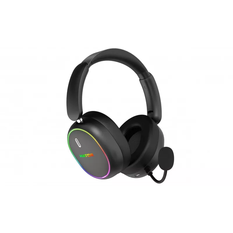 HATOR Phoenix 2 Wireless ausinės su mikrofonu, žaidimams, belaidės / laidinės, USB Type-C / USB Type-A, Bluetooth, juodos