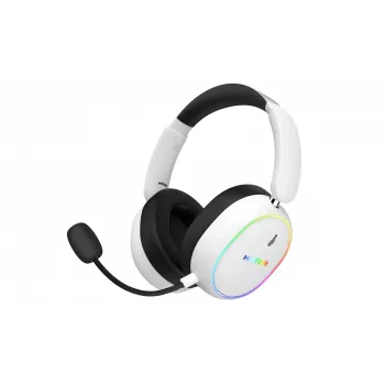 HATOR Phoenix 2 Wireless ausinės su mikrofonu, belaidės ir laidinės, žaidimams, USB Type-C / USB Type-A, Bluetooth, baltos