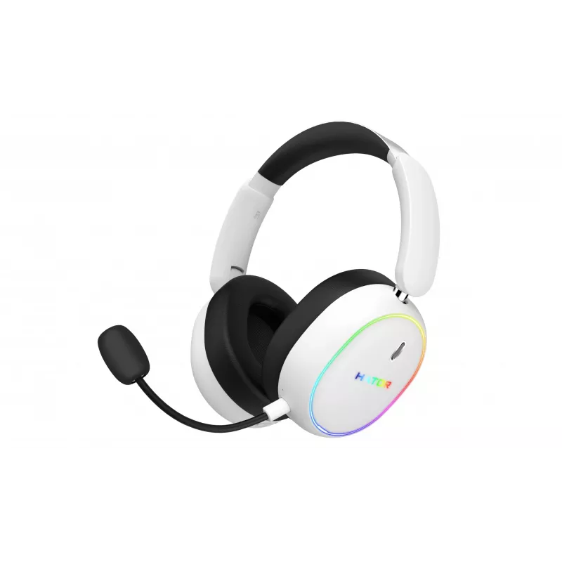 HATOR Phoenix 2 Wireless ausinės su mikrofonu, belaidės ir laidinės, žaidimams, USB Type-C / USB Type-A, Bluetooth, baltos