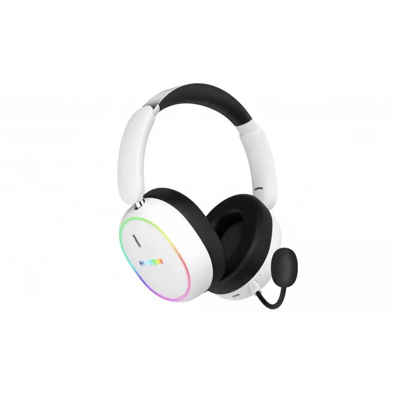HATOR Phoenix 2 Wireless ausinės su mikrofonu, belaidės ir laidinės, žaidimams, USB Type-C / USB Type-A, Bluetooth, baltos