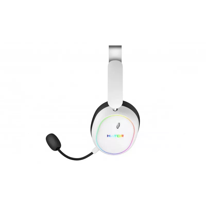 HATOR Phoenix 2 Wireless ausinės su mikrofonu, belaidės ir laidinės, žaidimams, USB Type-C / USB Type-A, Bluetooth, baltos