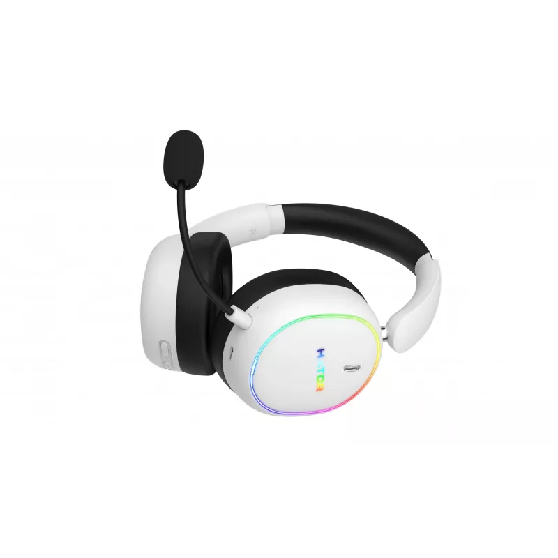 HATOR Phoenix 2 Wireless ausinės su mikrofonu, belaidės ir laidinės, žaidimams, USB Type-C / USB Type-A, Bluetooth, baltos