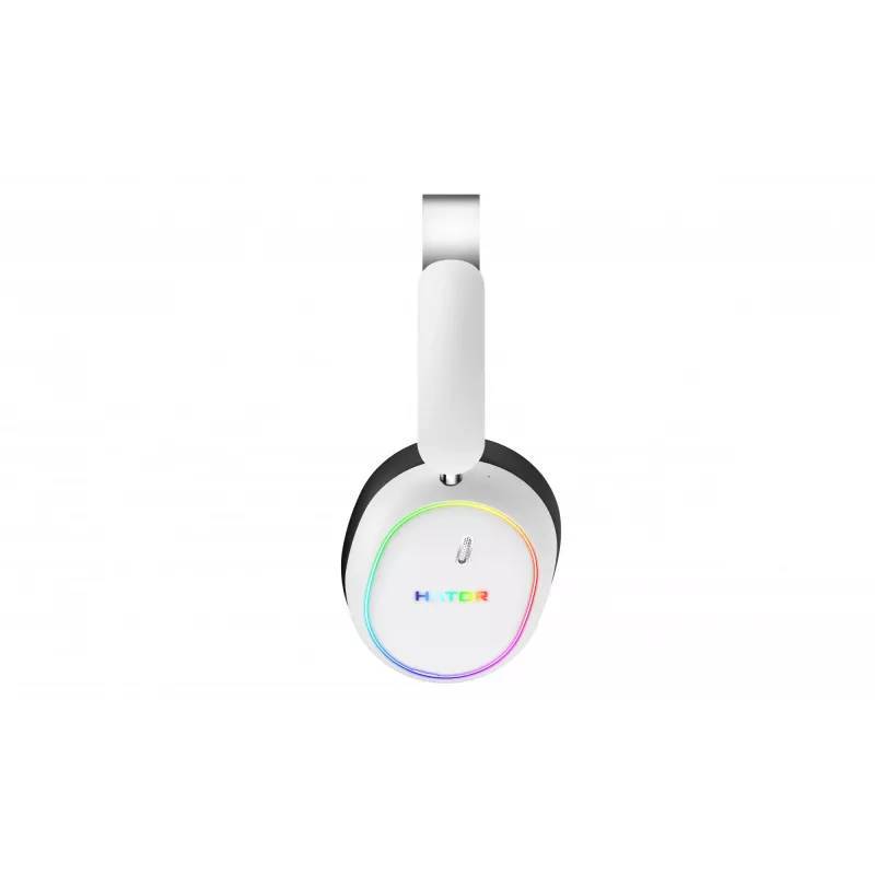 HATOR Phoenix 2 Wireless ausinės su mikrofonu, belaidės ir laidinės, žaidimams, USB Type-C / USB Type-A, Bluetooth, baltos