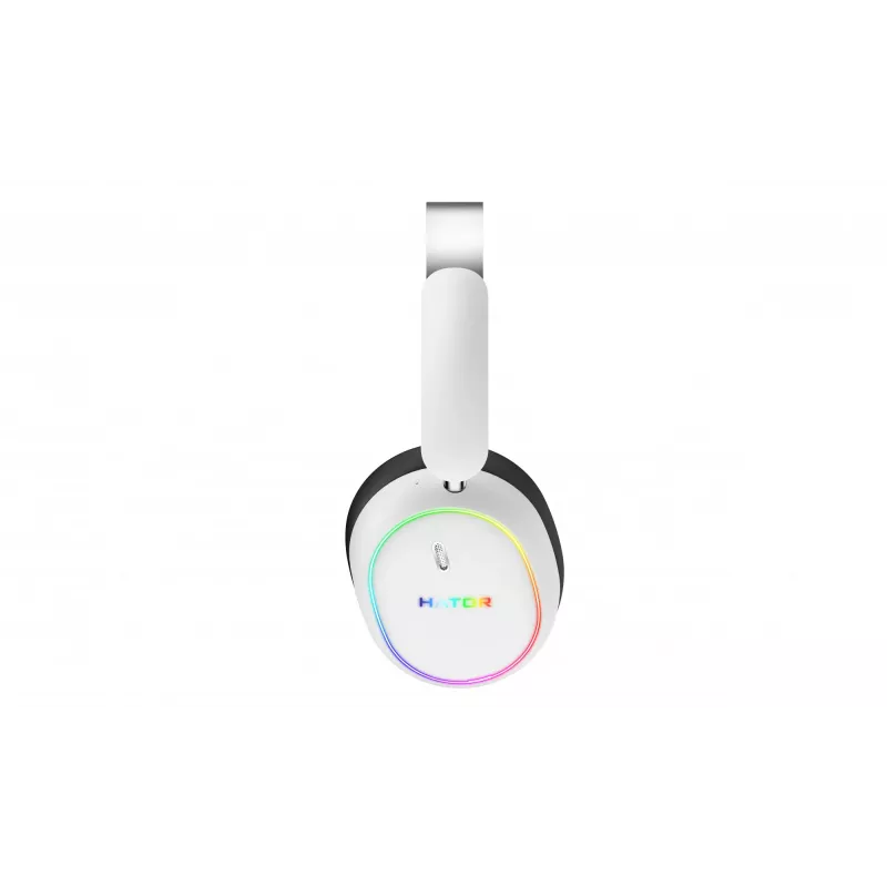 HATOR Phoenix 2 Wireless ausinės su mikrofonu, belaidės ir laidinės, žaidimams, USB Type-C / USB Type-A, Bluetooth, baltos