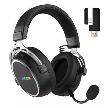 Belaidės ausinės HATOR Hypergang 3 Wireless, USB Type-C / USB Type-A, Bluetooth, juodos