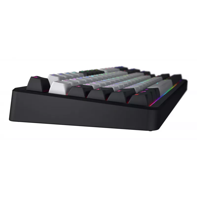 HATOR Rockfall 3 TKL Wireless juoda, QMK/VIA, OMA profilio baltai-juodi klavišų dangteliai, klaviatūra su linijiniais mechaniniais karšto keitimo jungikliais, US ANSI išdėstymas (HTK850)