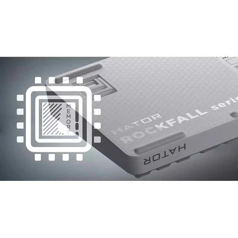 HATOR Rockfall 3 TKL Wireless juoda, QMK/VIA, OMA profilio baltai-juodi klavišų dangteliai, klaviatūra su linijiniais mechaniniais karšto keitimo jungikliais, US ANSI išdėstymas (HTK850)