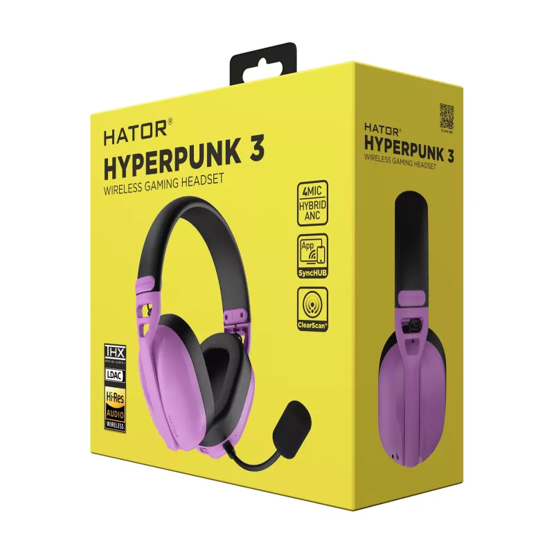 Belaidė ausinė HATOR Hyperpunk 3 Wireless, violetinė