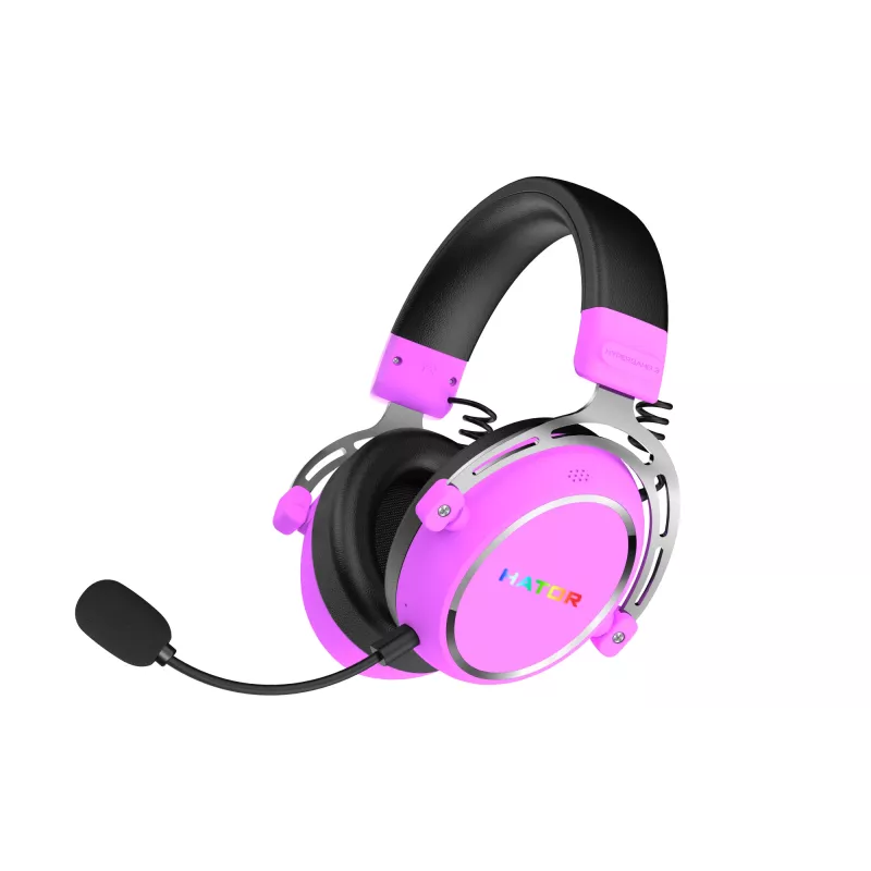 Belaidė ausinė HATOR Hypergang 3 Wireless, žaidimams, USB Type-C / USB Type-A, Bluetooth, violetinė